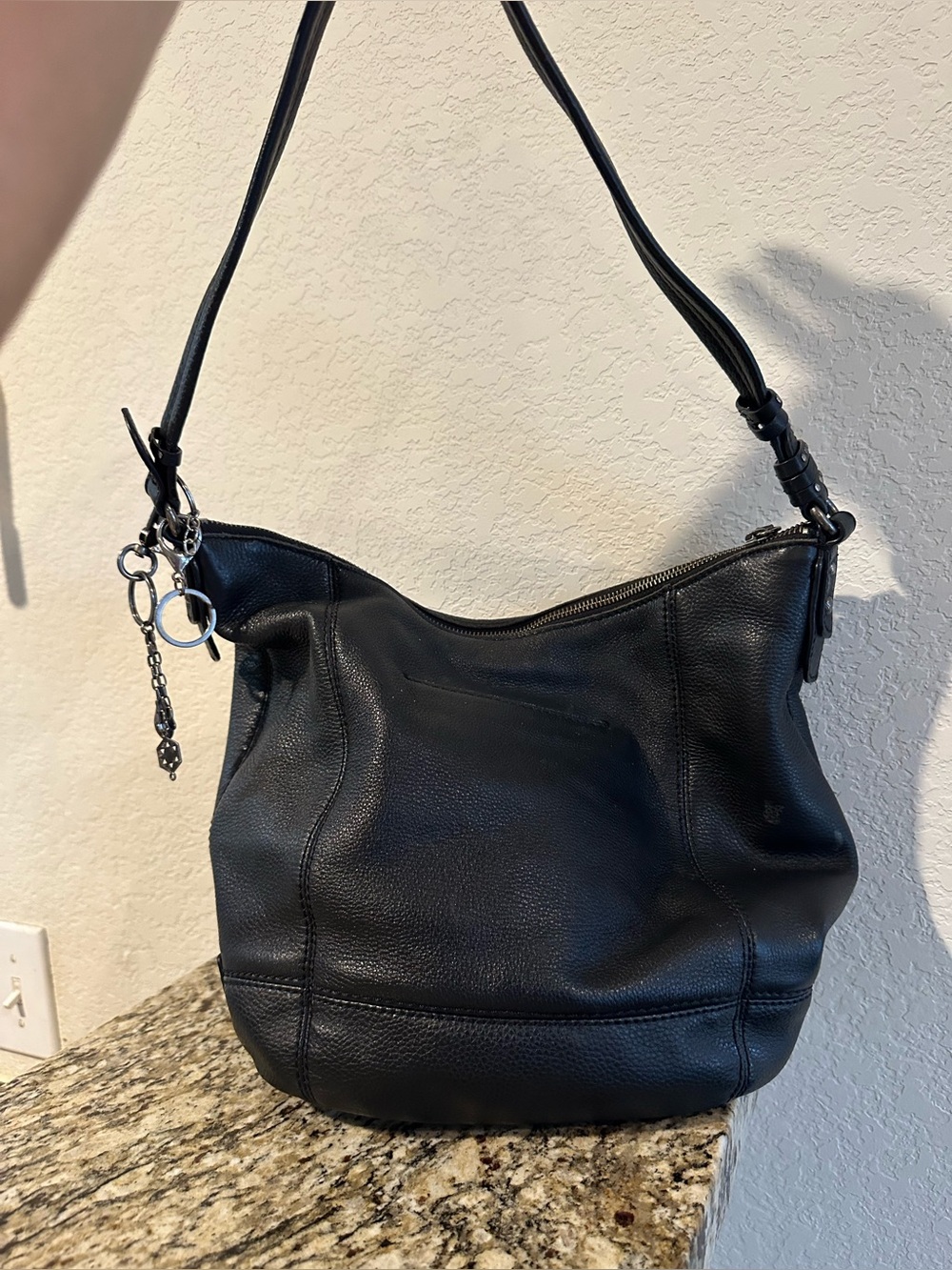 The Sak Black Pebbled Leather Shoulder Hobo